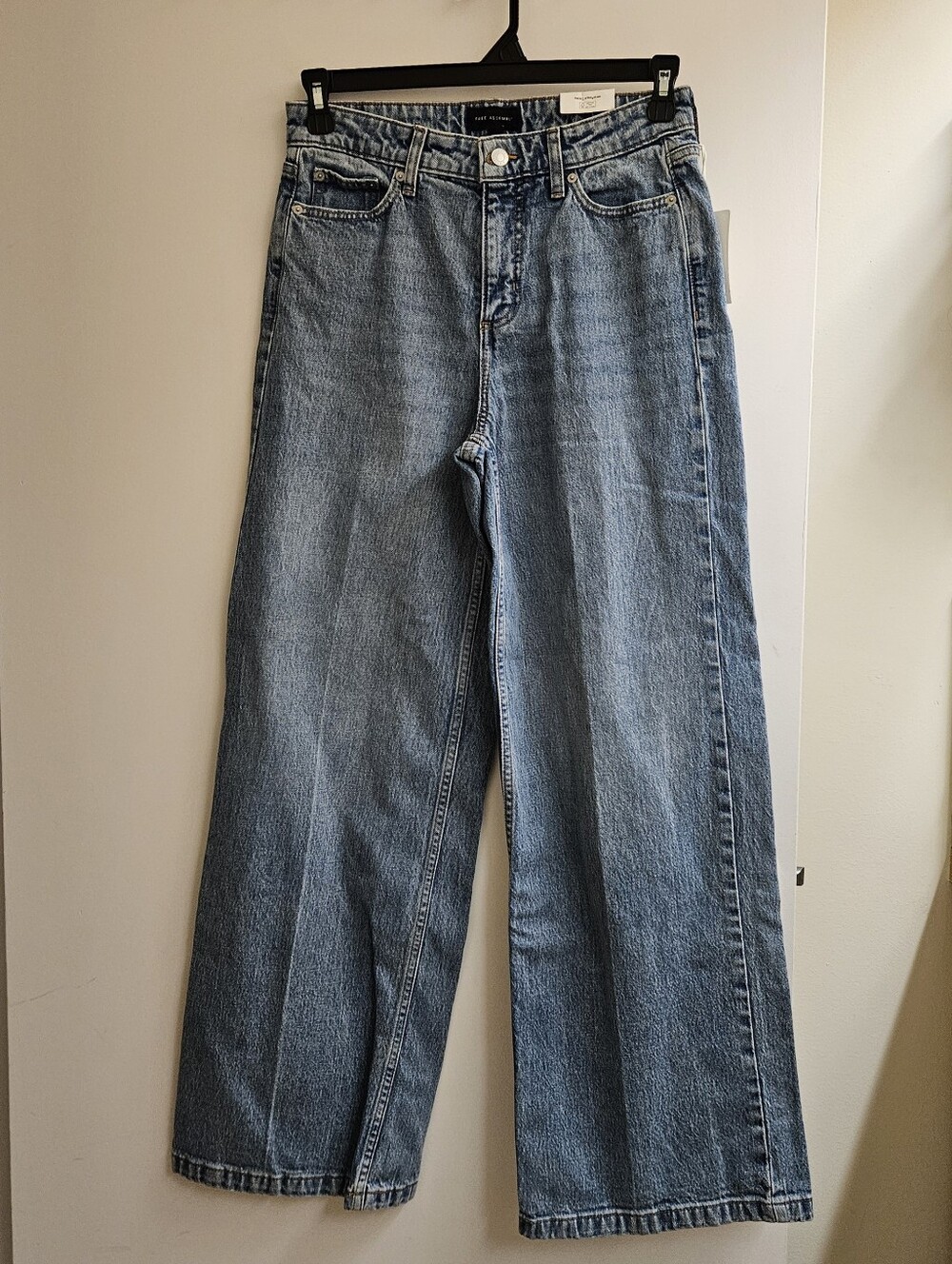 Free Assembly High Rise Front Crease Wide Leg Trouser Jeans Sz 2 Light Wash NWT